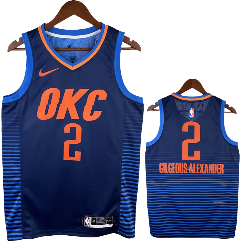 23-24 OKC Thunder GILGEOUS-ALEXANDER #2 Blue City Edition Top Quality Hot Pressing NBA Jersey (蓝色条纹 )