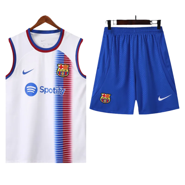 24-25 Mens Barcelona White Vest Short traning suit