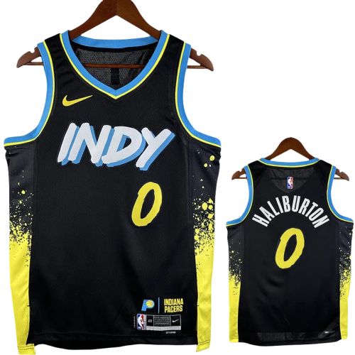 23-24 Indiana Pacers HALLBURTON #0 Black City Edition Top Quality Hot Pressing NBA Jersey