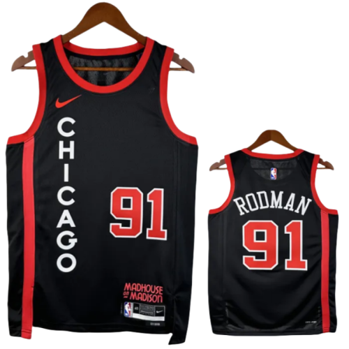 23-24 BULLS RODMAN #91 Black City Edition Top Quality Hot Pressing NBA Jersey
