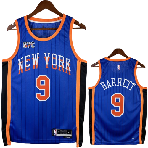 23-24 KNICKS BARRETT #9 Blue City Edition Top Quality Hot Pressing NBA Jersey
