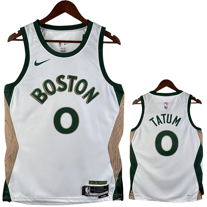 23-24 CELTICS TATUM #0 White City Edition Home Top Quality Hot Pressing NBA Jersey