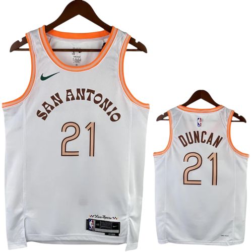 23-24 Sa Spurs DUNCAN #21 White City Edition Top Quality Hot Pressing NBA Jersey