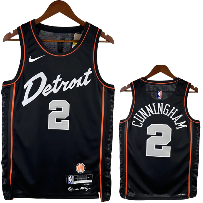 23-24 Pistons CUNNINGHAM #2 Black City Edition Top Quality Hot Pressing NBA Jersey