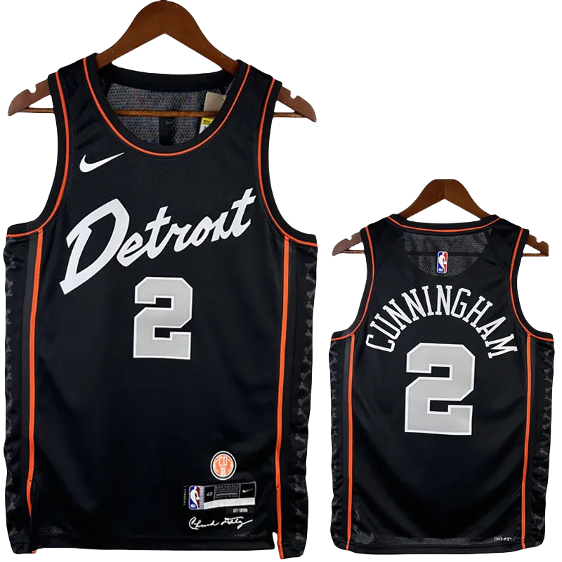 23-24 Pistons CUNNINGHAM #2 Black City Edition Top Quality Hot Pressing NBA Jersey