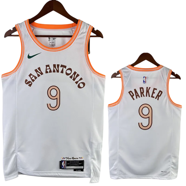 23-24 Sa Spurs PARKER #9 White City Edition Top Quality Hot Pressing NBA Jersey