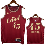23-24 Cleveland Cavaliers MITCHLL #45 Red City Edition Top Quality Hot Pressing NBA Jersey