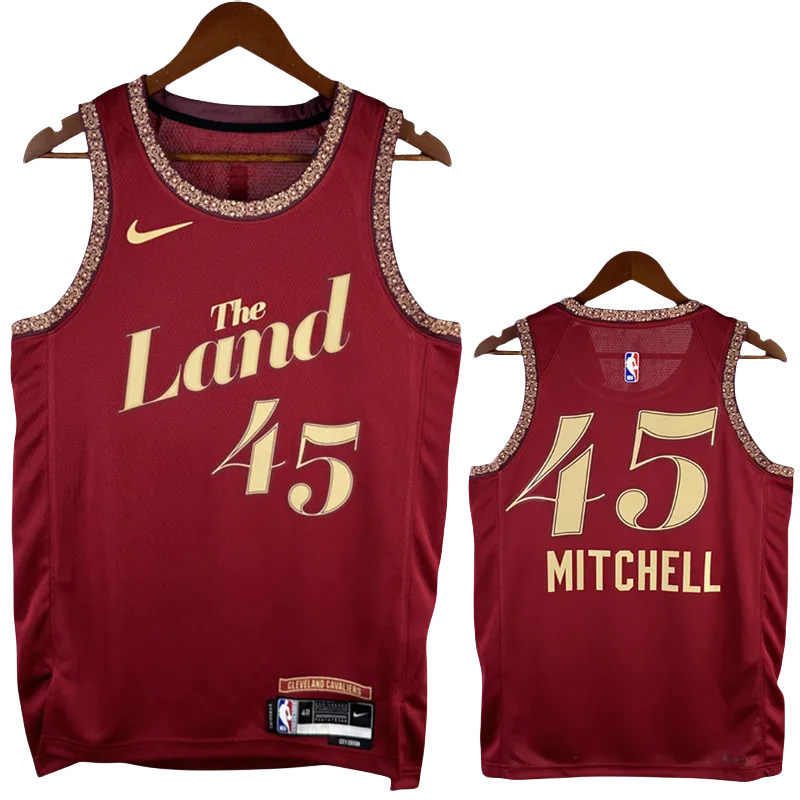 23-24 Cleveland Cavaliers MITCHLL #45 Red City Edition Top Quality Hot Pressing NBA Jersey