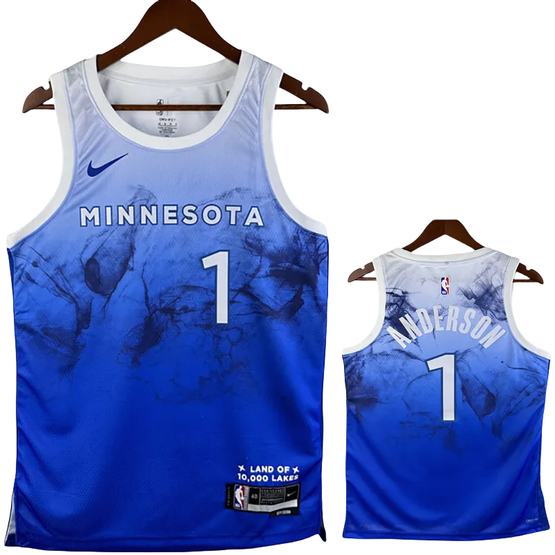 23-24 Timberwolves ANDERSON #1 Blue City Edition Top Quality Hot Pressing NBA Jersey