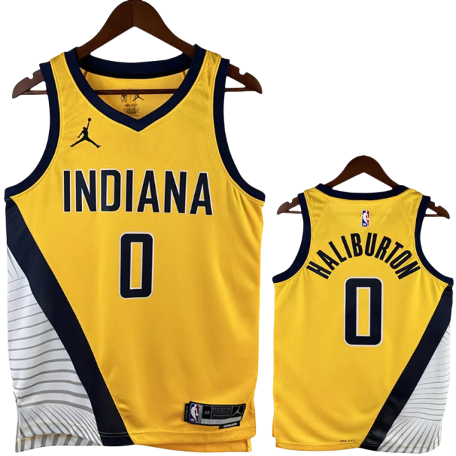 22-23 Indiana Pacers HALIBURTON #0 Yellow Top Quality Hot Pressing NBA Jersey