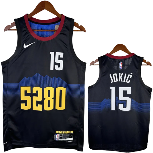 23-24 Nuggets JOKIC #15 Black City Edition Top Quality Hot Pressing NBA Jersey