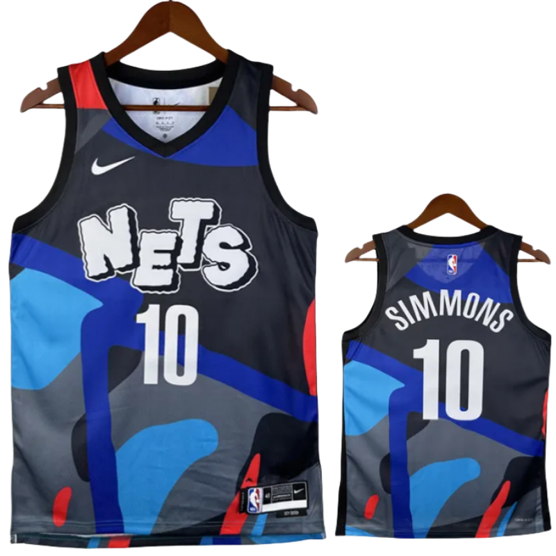 23-24 NETS SIMMONS #10 Blue Black City Edition Top Quality Hot Pressing NBA Jersey
