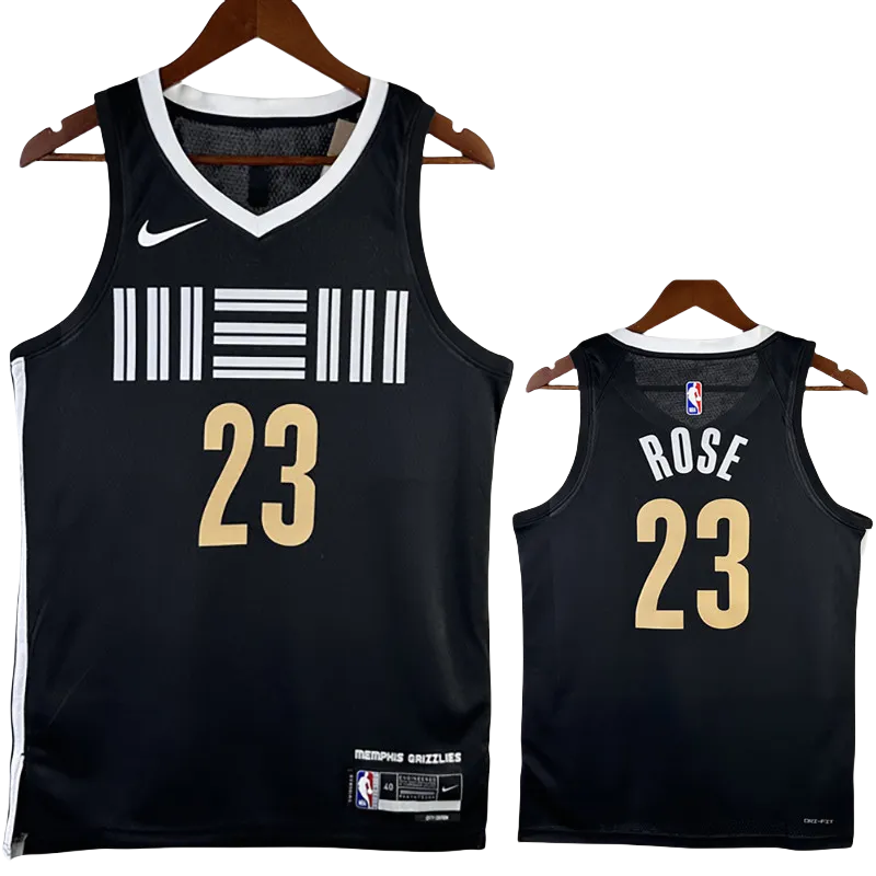 23-24 Grizzlies ROSE #23 Black City Edition Top Quality Hot Pressing NBA Jersey
