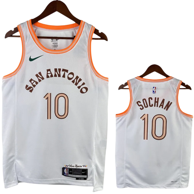 23-24 SA Spurs SOCHAN #10 White City Edition Top Quality Hot Pressing NBA Jersey