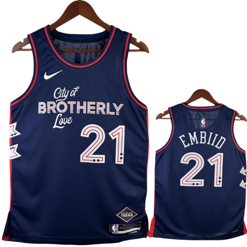 23-24 76ERS EMBIID #21 Dark Blue City Edition Top Quality Hot Pressing NBA Jersey