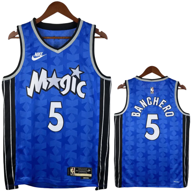 23-24 Magic BAANCHERO #5 Dark Blue Top Quality Hot Pressing NBA Jersey (Retro Logo)
