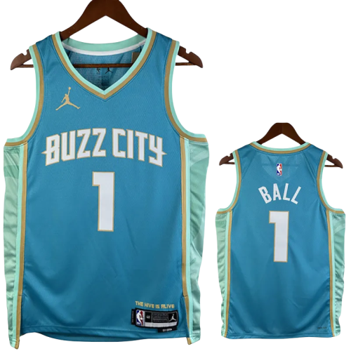 23-24 Hornets BALL #1 Blue City Edition Top Quality Hot Pressing NBA Jersey
