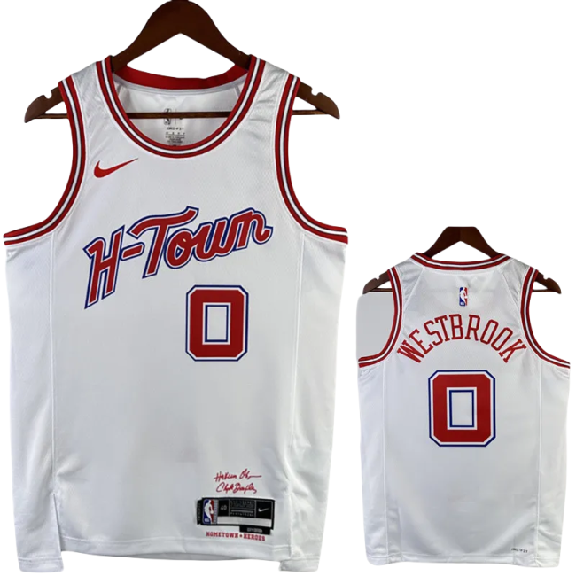 23-24 ROCKETS WESTBROOK #0 White City Edition Home Top Quality Hot Pressing NBA Jersey