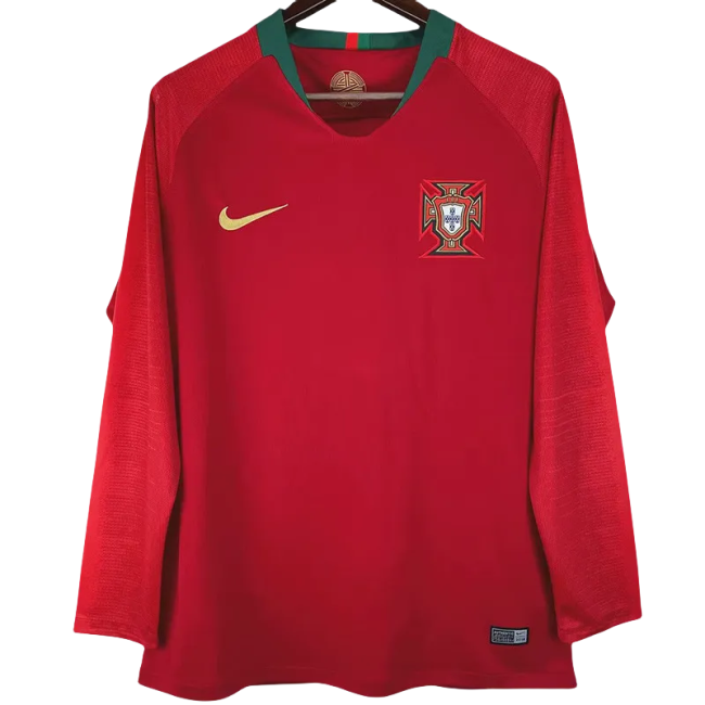 2018 Portugal Home Long Sleeve Retro Soccer Jersey