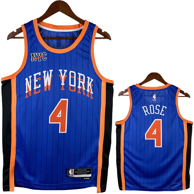 23-24 KNICKS ROSE #4 Blue City Edition Top Quality Hot Pressing NBA Jersey