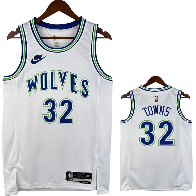 23-24 TIMBERWOLVES TOWNS #32 White Top Quality Hot Pressing NBA Jersey (Retro Logo)