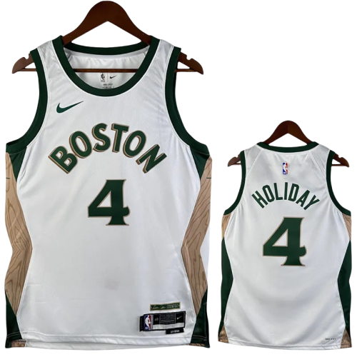 23-24 CELTICS HOLIDAY #4 White City Edition Home Top Quality Hot Pressing NBA Jersey