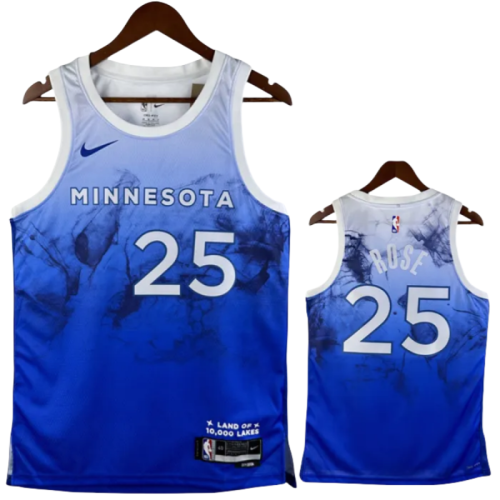 23-24 Timberwolves ROSE #25 Blue City Edition Top Quality Hot Pressing NBA Jersey