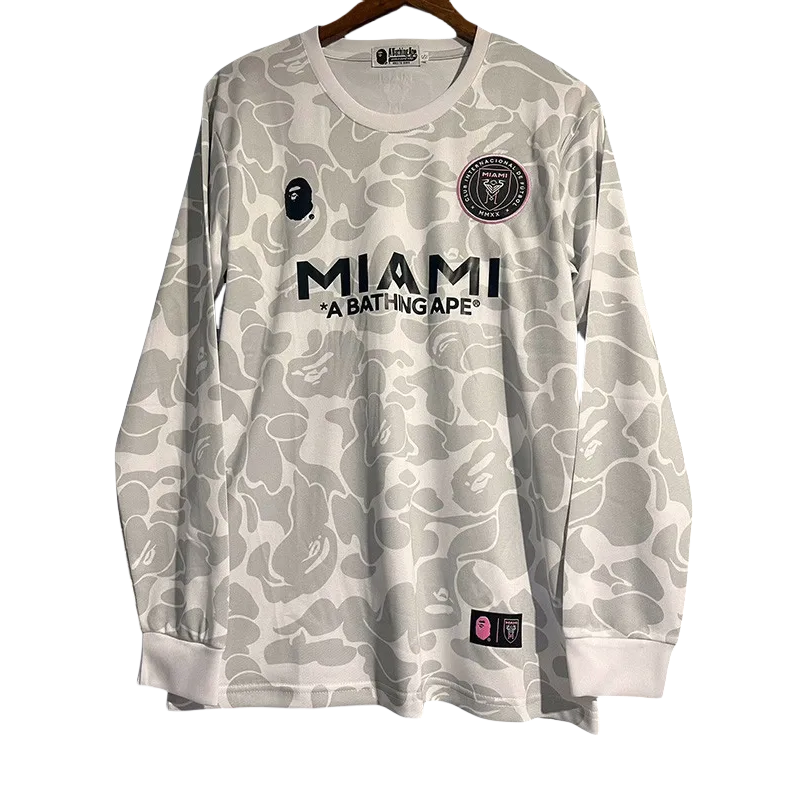 23-24 Inter Miami Grey White Joint Edition Long Sleeve Soccer Jersey