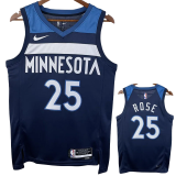 22-23 Timberwolves ROSE #25 Blue Top Quality Hot Pressing NBA Jersey