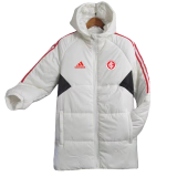 23-24 Internacional White Hooded Cotton Coat Red Edge
