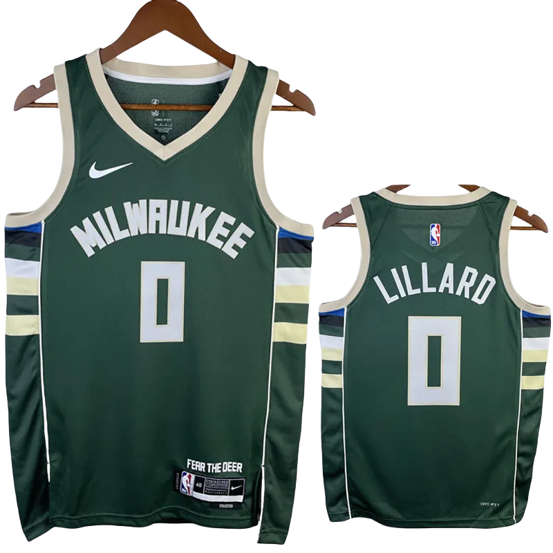 22-23 BUCKS LILLARD #0 Away Green Top Quality Hot Pressing NBA Jersey
