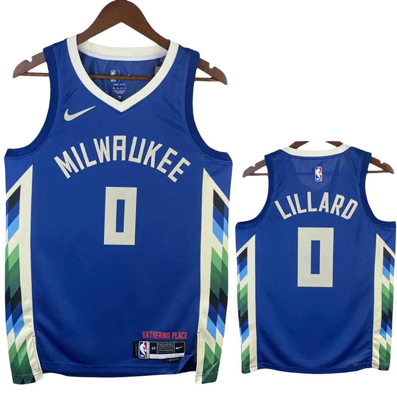 22-23 BUCKS LILLARD #0 Blue City Edition Top Quality Hot Pressing NBA Jersey
