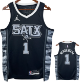 22-23 SA Spurs WEMBANYAMA #1 Black Top Quality Hot Pressing NBA Jersey (Trapeze Edition)