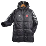 23-24 Bayern Black Hooded Cotton Coat White Edge