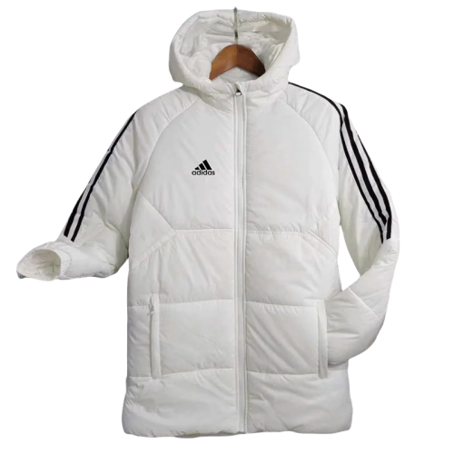 23-24 AD White Hooded Cotton Coat Black Edge