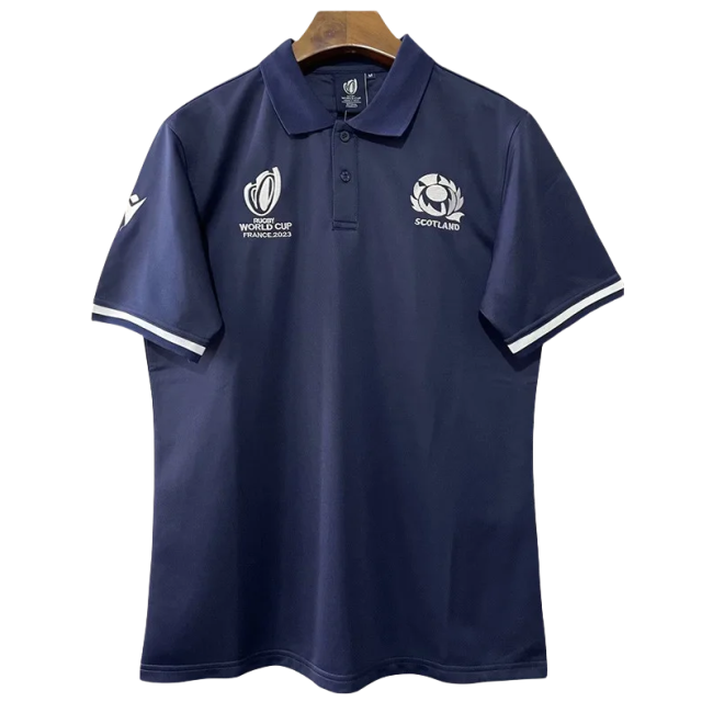 2023 Scotland Royal blue Rugby Polo Short Sleeve