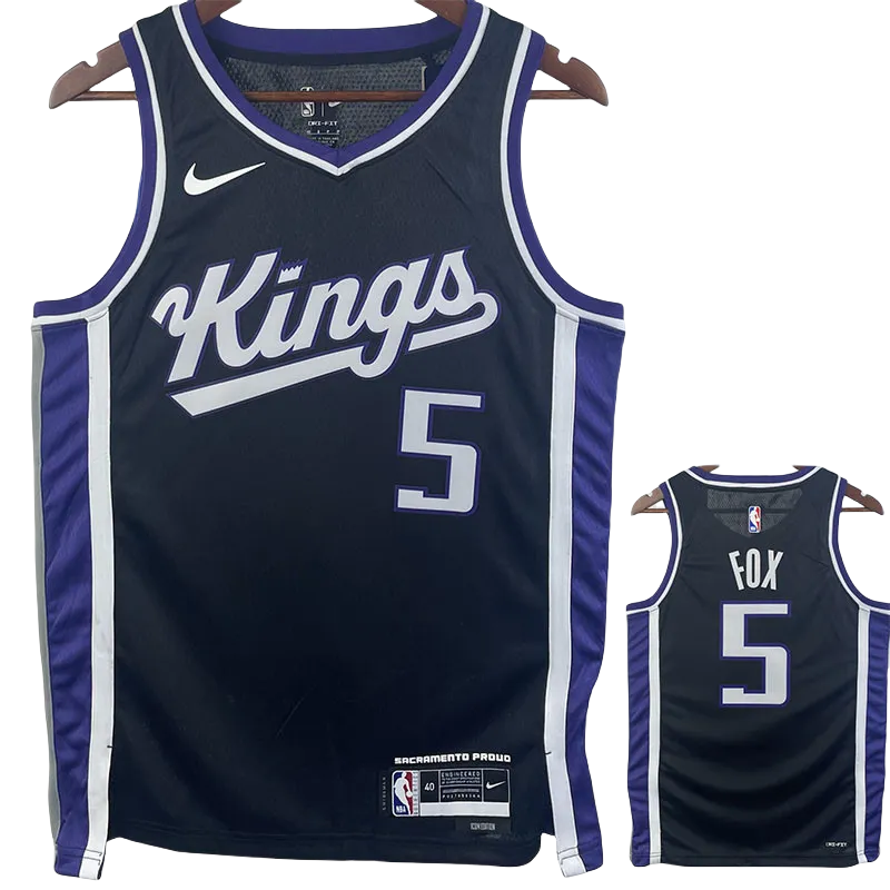 23-24 Kings FOX #5 Black Top Quality Hot Pressing NBA Jersey