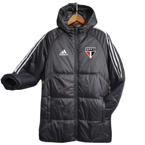 23-24 Sao Paulo FC Black Hooded Cotton Coat White Edge