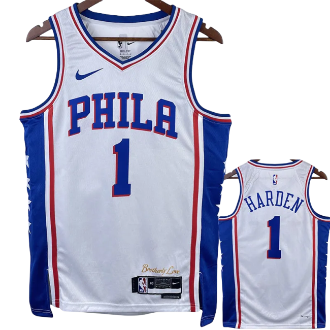22-23 76ERS HARDEN #1 White Top Quality Hot Pressing NBA Jersey