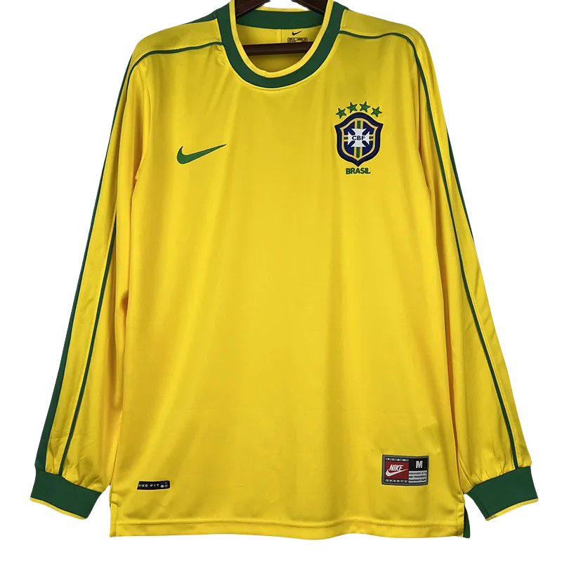 1998 Brazil Home Long Sleeve Retro Soccer Jersey