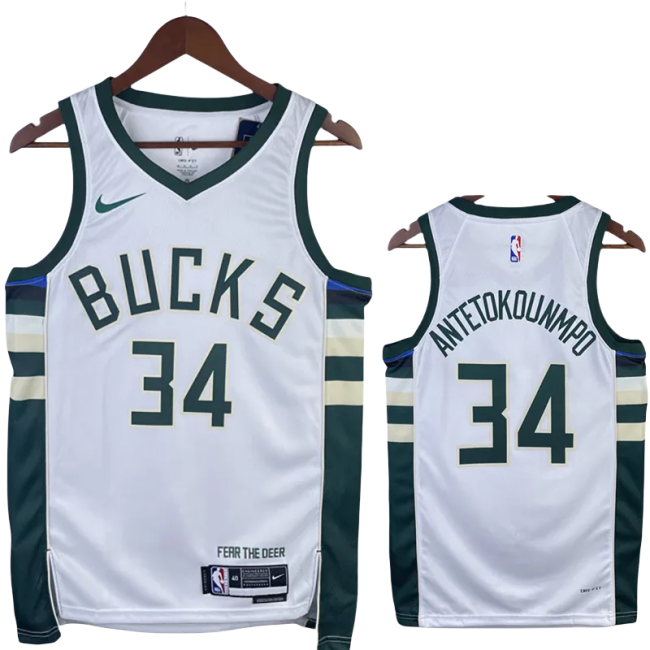 22-23 BUCKS ANTETOKOUNMPO #34 Home White Top Quality Hot Pressing NBA Jersey