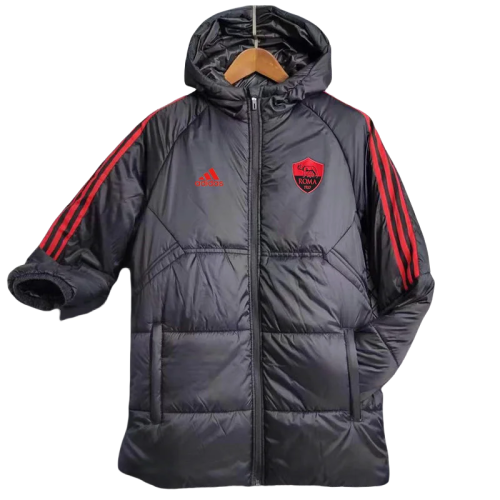 23-24 Roma Black Hooded Cotton Coat Red Edge