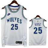 23-24 TIMBERWOLVES ROSE #25 White Top Quality Hot Pressing NBA Jersey (Retro Logo)