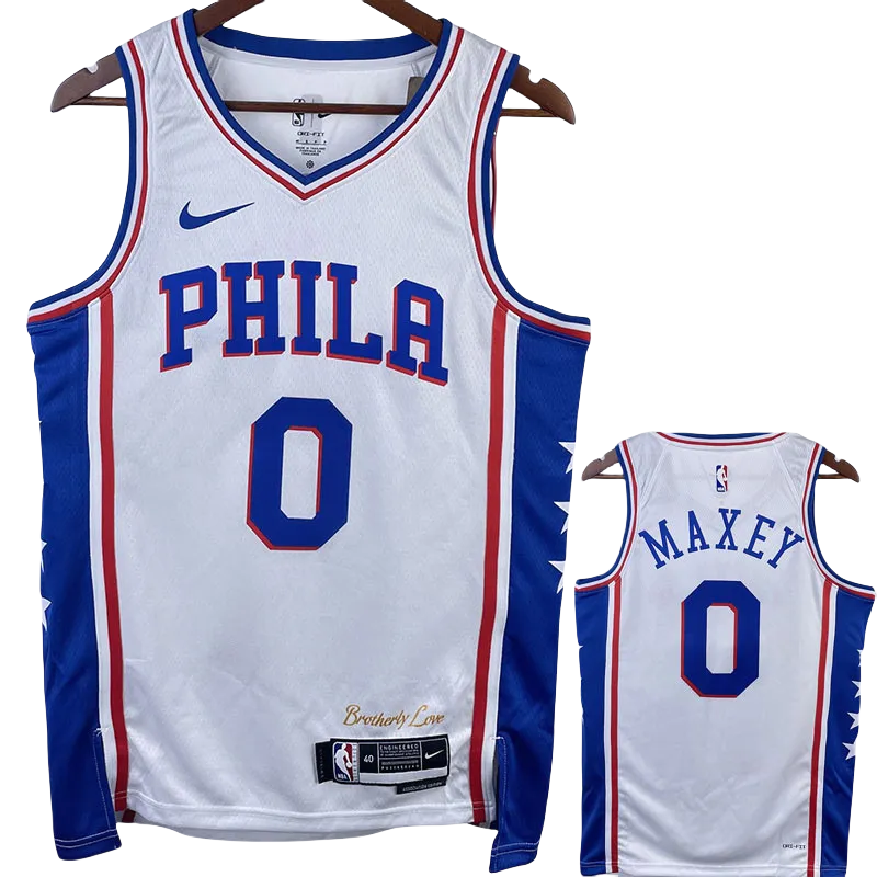 22-23 76ERS MAXEY #0 White Top Quality Hot Pressing NBA Jersey