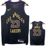 23-24 LAKERS JAMES #23 Black City Edition Top Quality Hot Pressing NBA Jersey