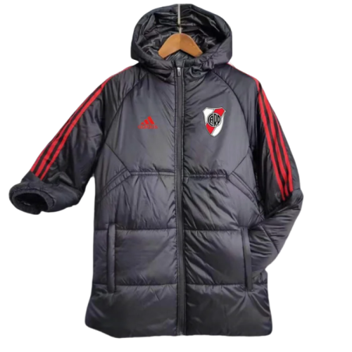 23-24 River Plate Black Hooded Cotton Coat Red Edge