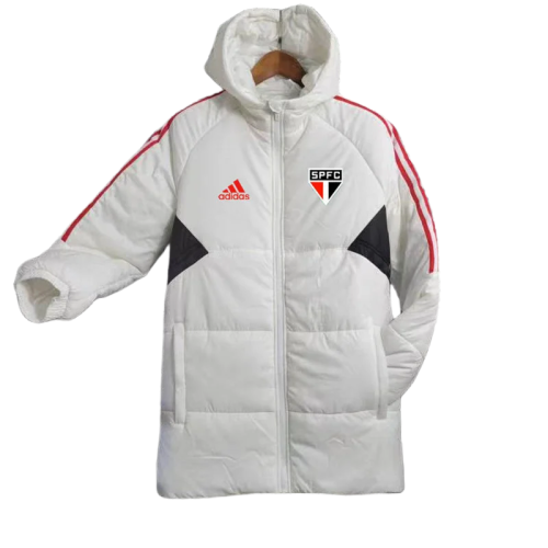 23-24 Sao Paulo FC White Hooded Cotton Coat Red Edge