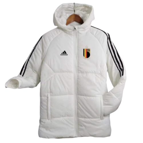 23-24 Belgium White Hooded Cotton Coat Black Edge