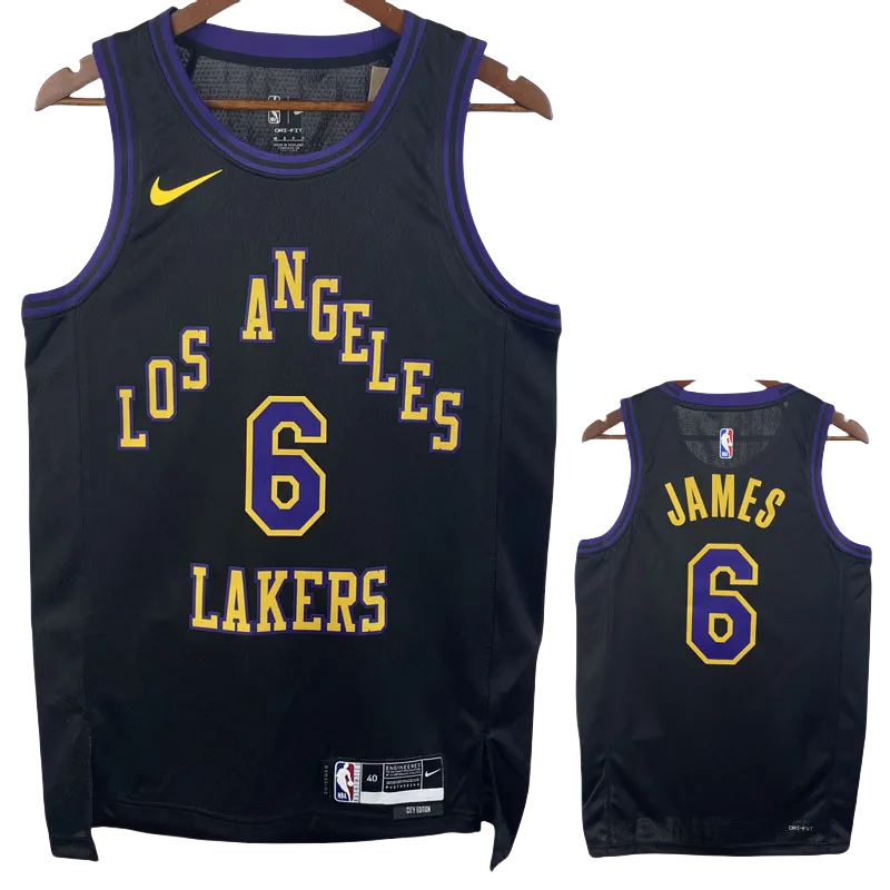 23-24 LAKERS JAMES #6 Black City Edition Top Quality Hot Pressing NBA Jersey
