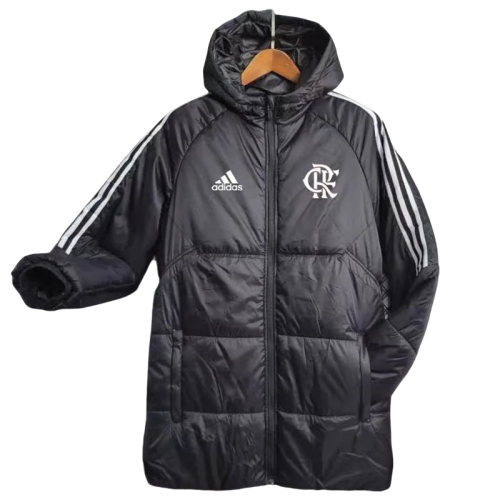23-24 Flamengo Black Hooded Cotton Coat White Edge